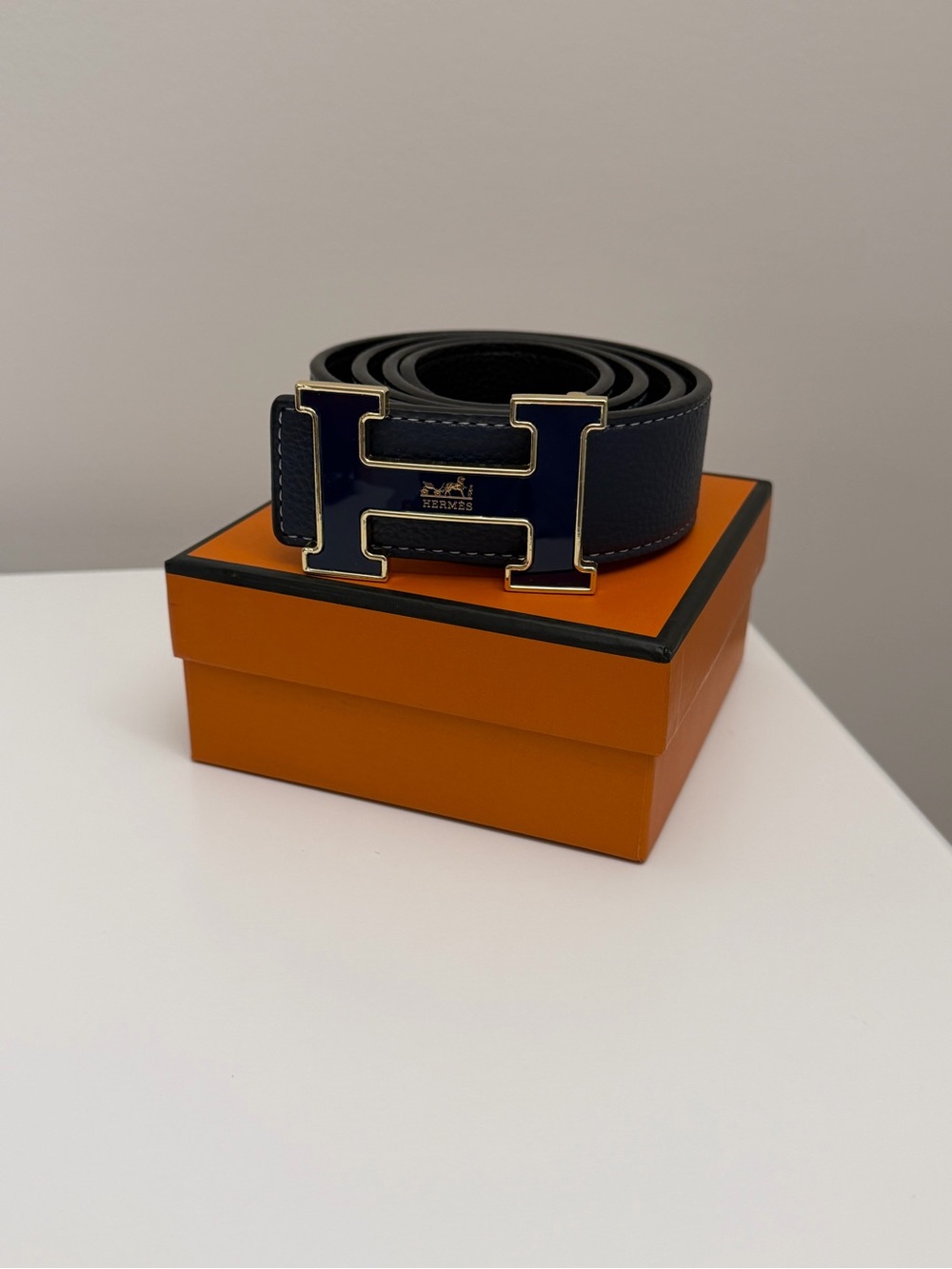 Hermès H Reversible Navy Black Belt
